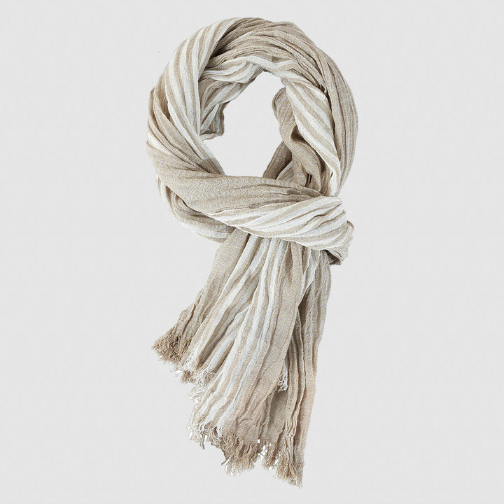 Elegant Aero Cotton Scarf featuring a classic pinstripe design, measuring 70cm x 180cm, perfect for versatile styling and comfort. - 3