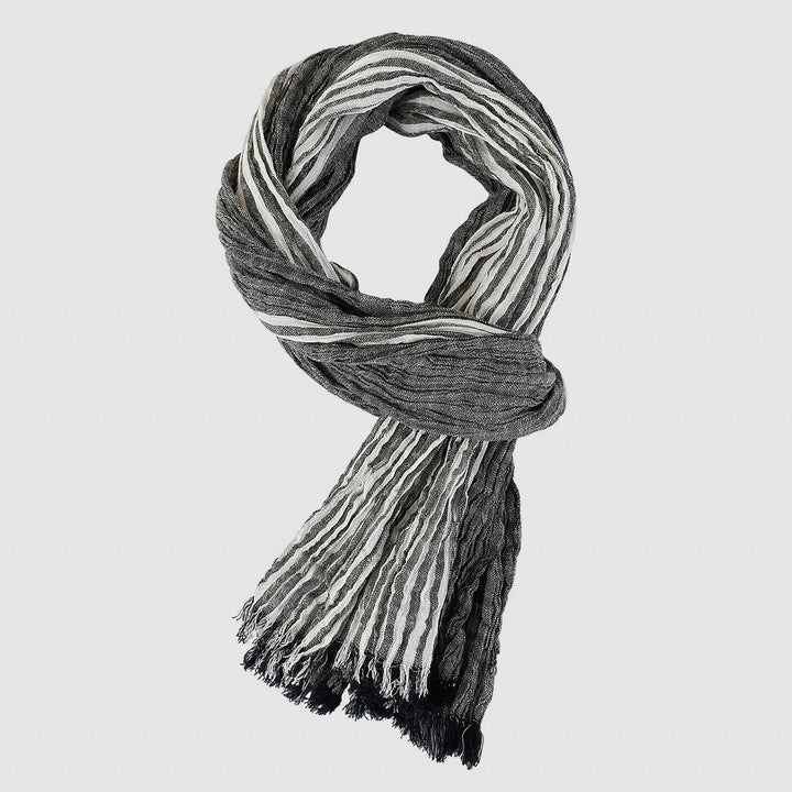 Elegant Aero Cotton Scarf featuring a classic pinstripe design, measuring 70cm x 180cm, perfect for versatile styling and comfort. - 5
