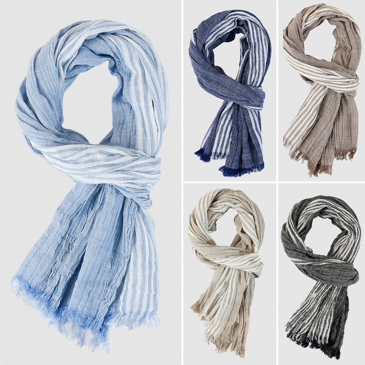 Elegant Aero Cotton Scarf featuring a classic pinstripe design, measuring 70cm x 180cm, perfect for versatile styling and comfort. - 6