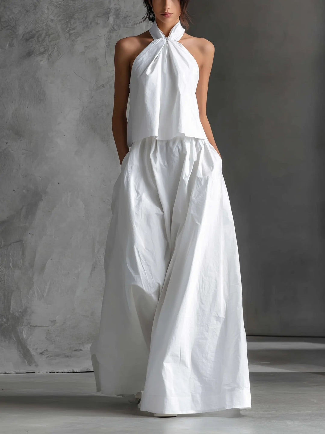 Amara Maxi Set | Cotton-Linen, Halter-Neck Design 0