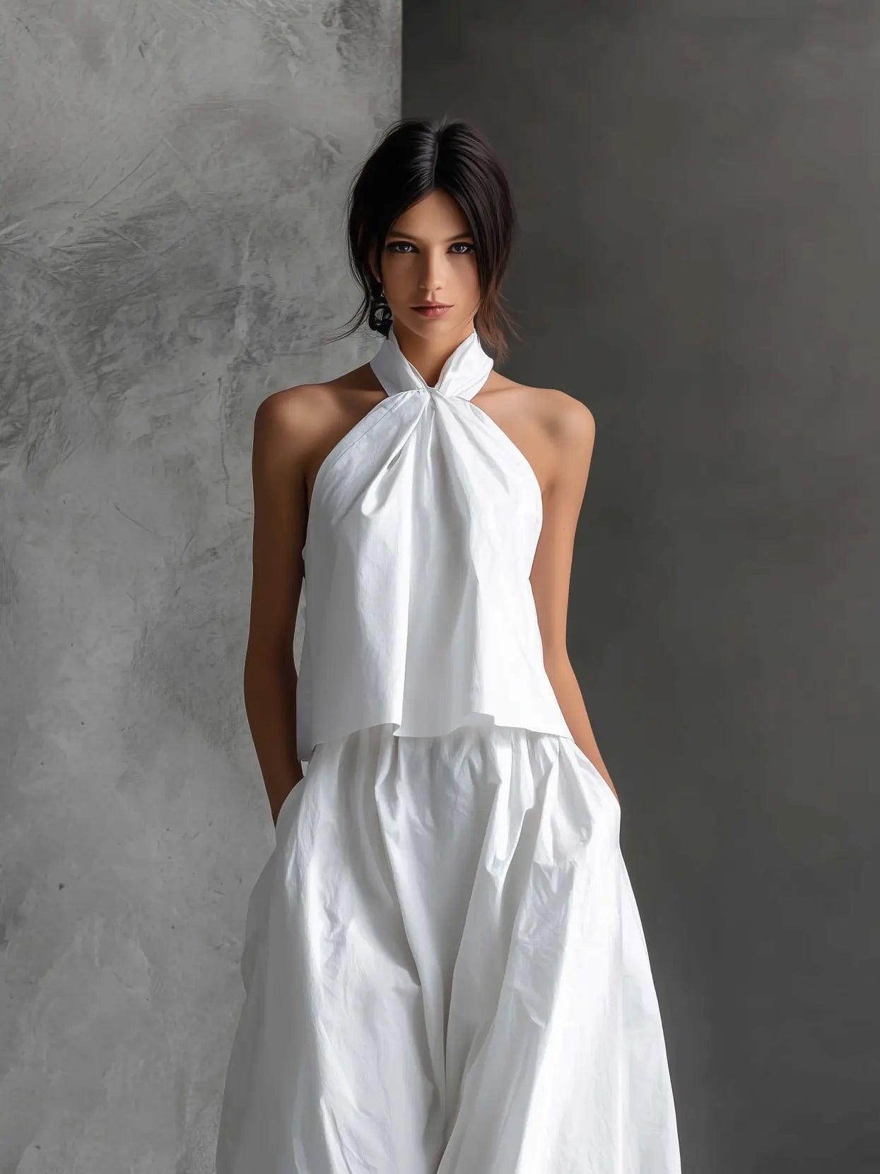 Amara Maxi Set | Cotton-Linen, Halter-Neck Design 1