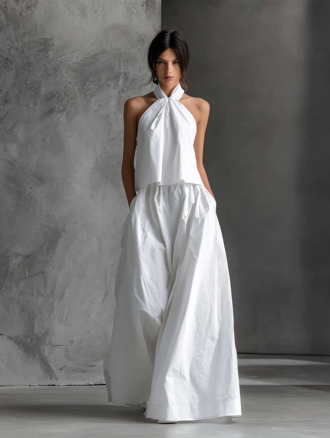 Amara Maxi Set | Cotton-Linen, Halter-Neck Design 2