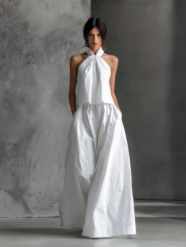 Amara Maxi Set | Cotton-Linen, Halter-Neck Design 2