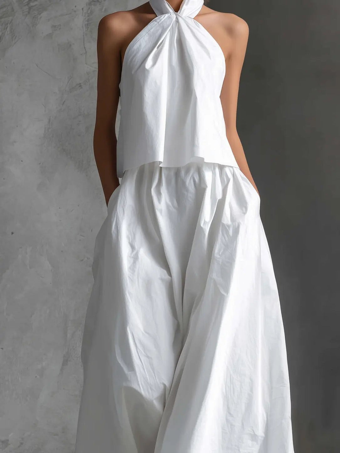 Amara Maxi Set | Cotton-Linen, Halter-Neck Design 3