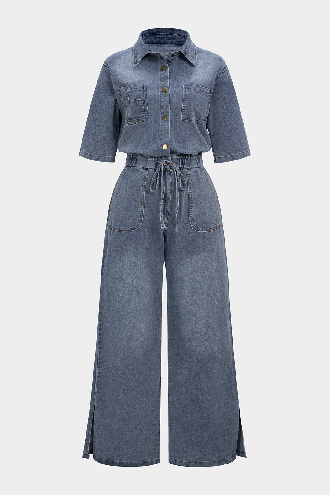 Aero Denim Jumpsuit featuring a durable cotton-blend fabric, stylish design, and versatile fit for casual wear. - 1