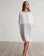 Aqua Linen Dress | Color-Block, Relaxed Fit, Knee-Length 3