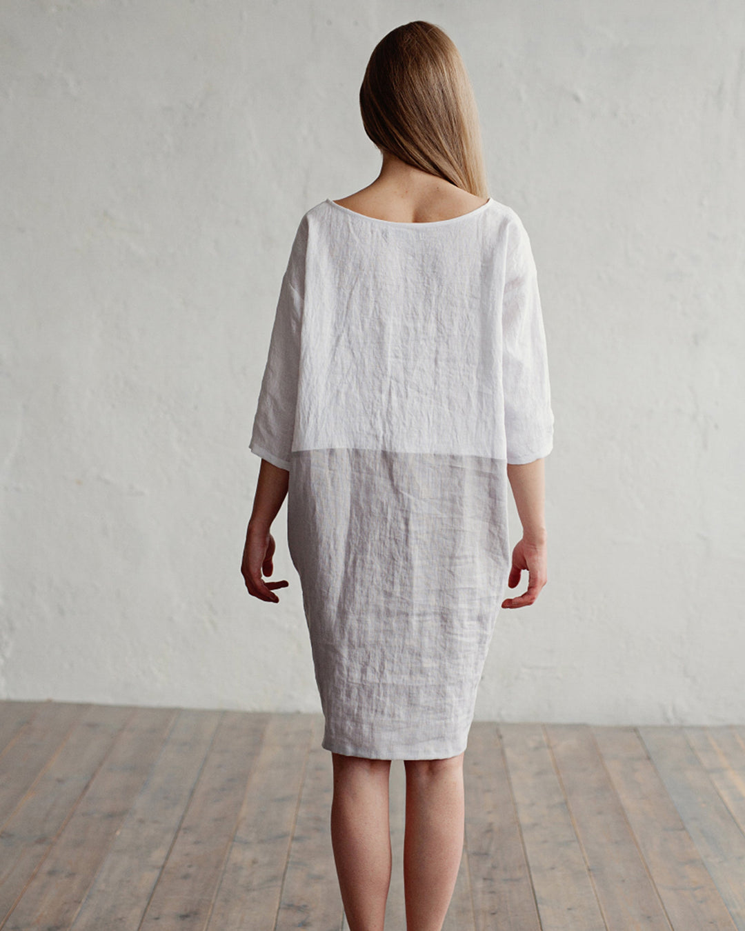 Aqua Linen Dress | Color-Block, Relaxed Fit, Knee-Length 4