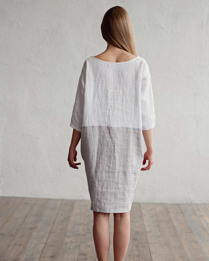 Aqua Linen Dress | Color-Block, Relaxed Fit, Knee-Length 4