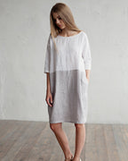Aqua Linen Dress | Color-Block, Relaxed Fit, Knee-Length 6