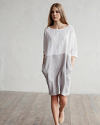 Aqua Linen Dress | Color-Block, Relaxed Fit, Knee-Length 7