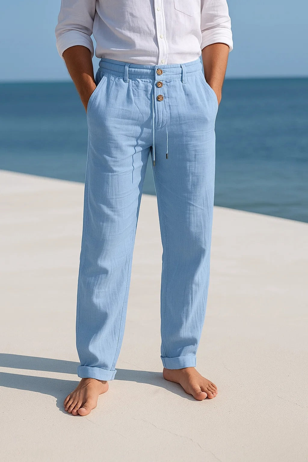 Aqua Linen Trousers | Lightweight, Relaxed Fit for Women 5
