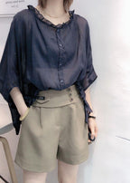 Aqua Ruffle Blouse | Plus Size, Cotton-Linen Blend 6