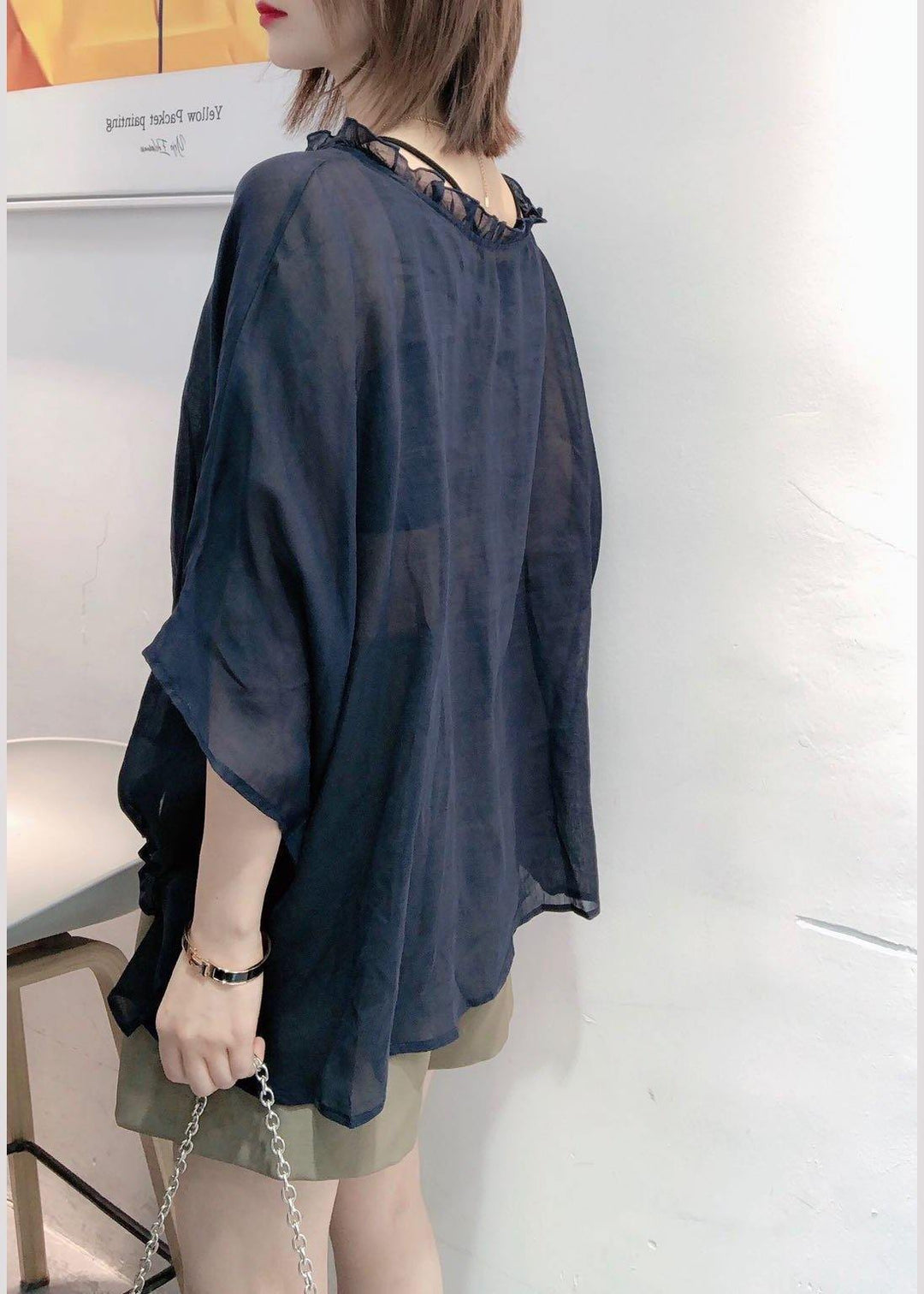 Aqua Ruffle Blouse | Plus Size, Cotton-Linen Blend 8