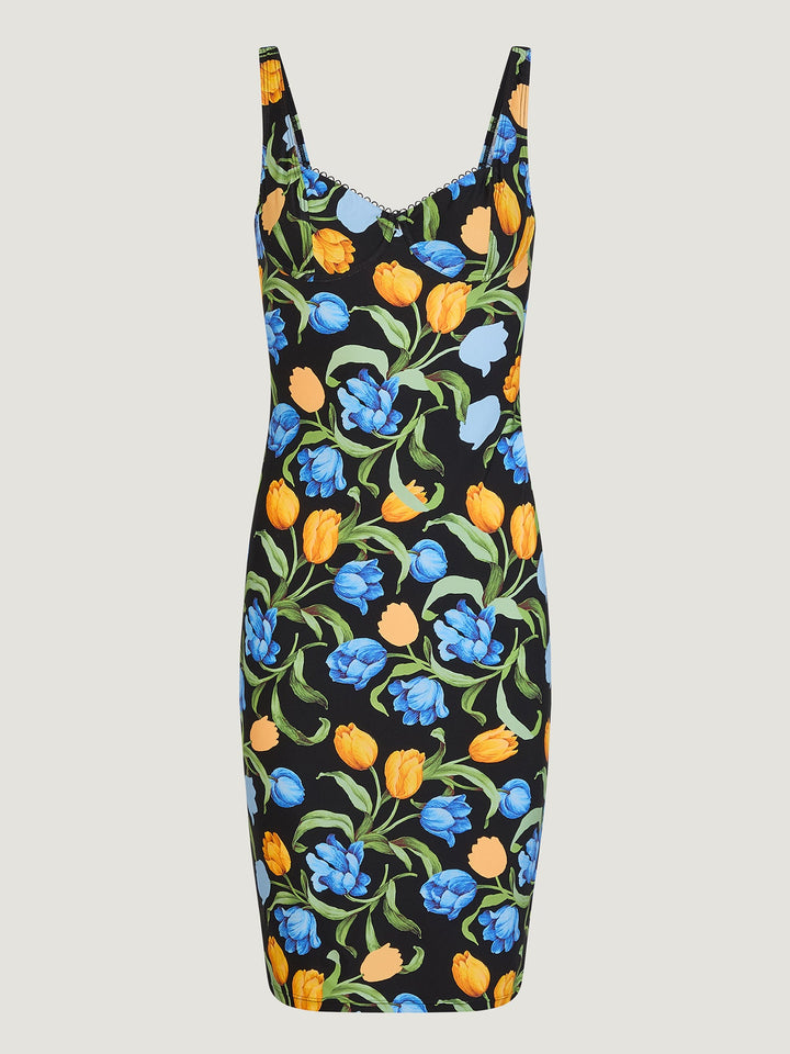 Arielle Women's Dress | Black Floral Print, V-Neck Back, Cocktail Party 6