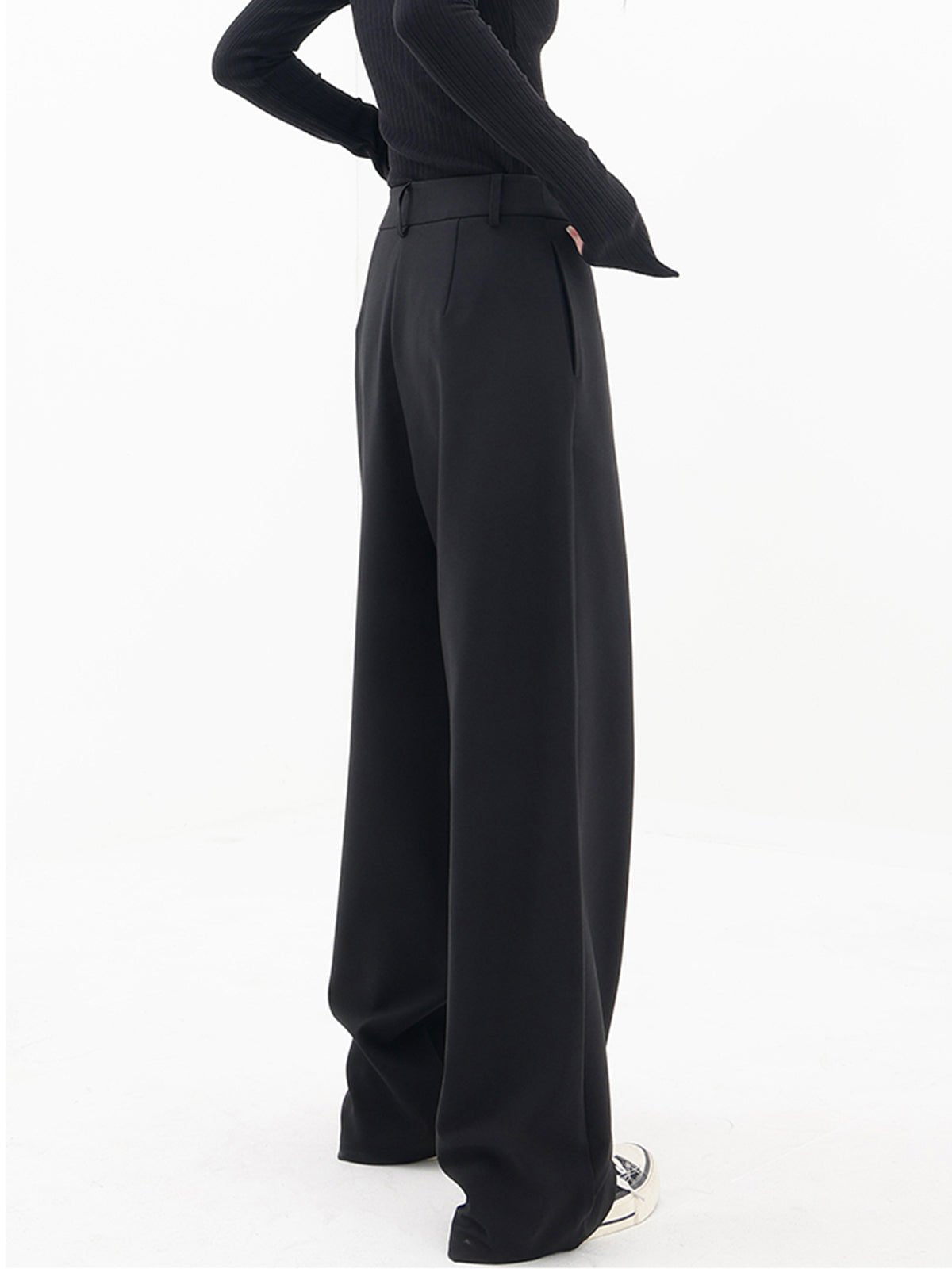 Astra Wide Leg Trousers | Asymmetrical Design, Black Dress Pants for Women 5