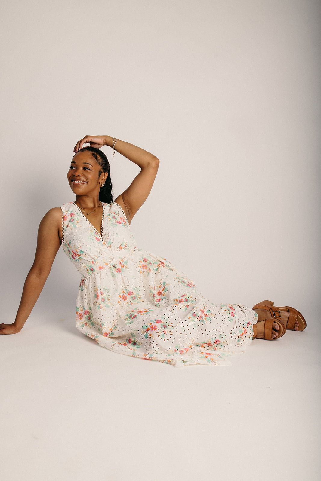 Ava Maxi Dress | Eyelet Floral, 100% Cotton Summer Dress 0