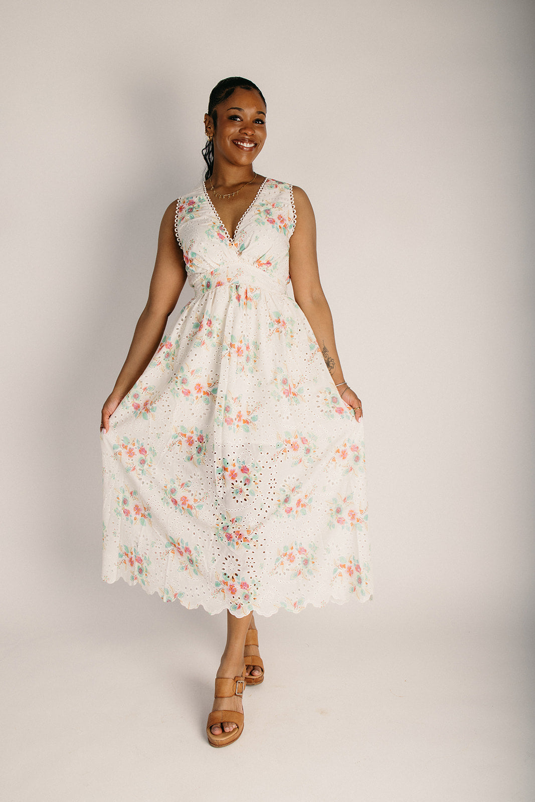 Ava Maxi Dress | Eyelet Floral, 100% Cotton Summer Dress 4