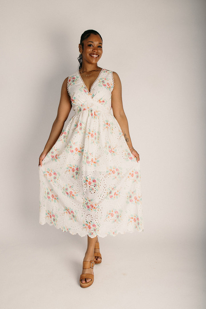 Ava Maxi Dress | Eyelet Floral, 100% Cotton Summer Dress 4