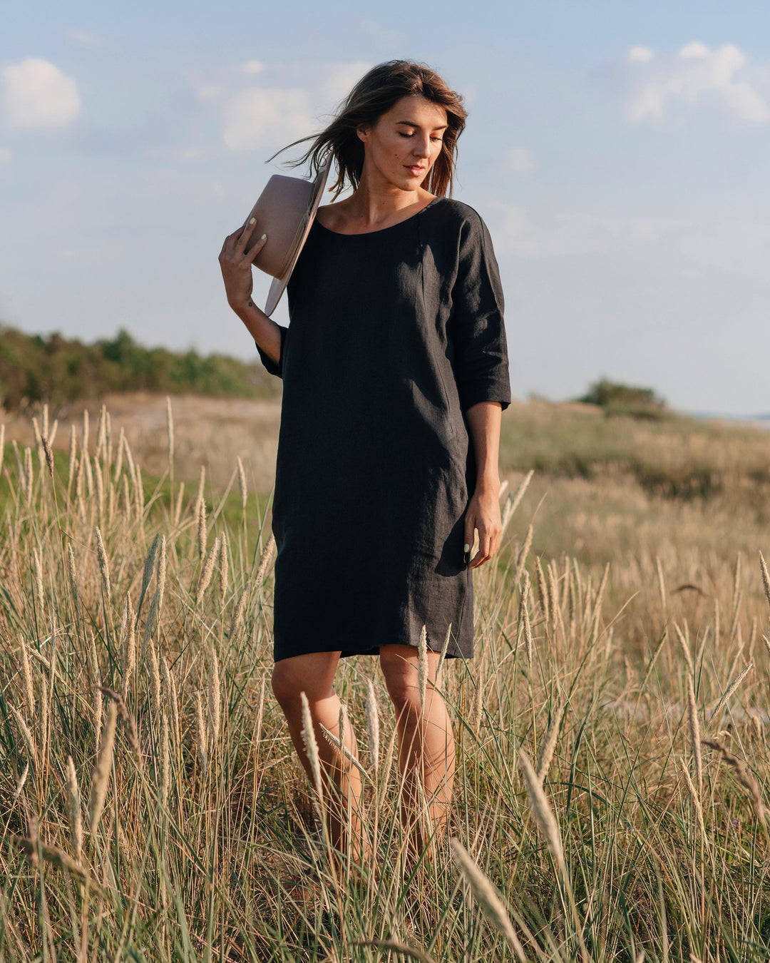 Ava Women's Dress | Relaxed Fit Linen, Knee-Length Summer Dress 0