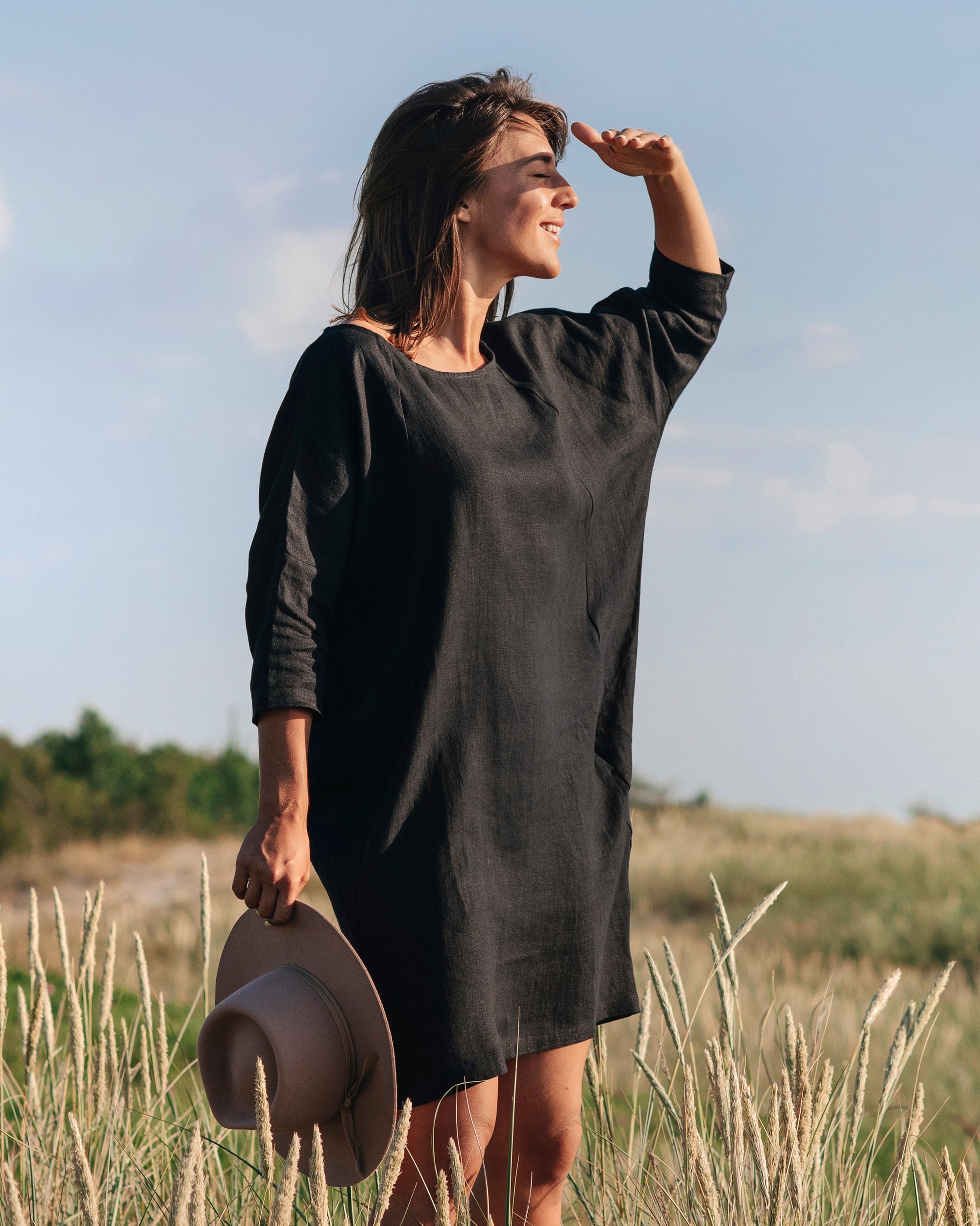 Ava Women's Dress | Relaxed Fit Linen, Knee-Length Summer Dress 1