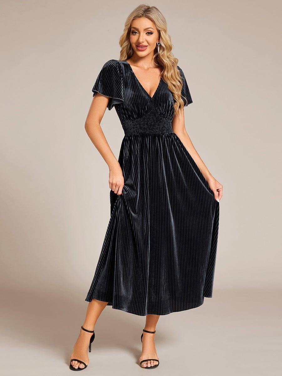 Azura Velvet Midi Dress | V-Neck, Elegant Wedding Guest Dress 12