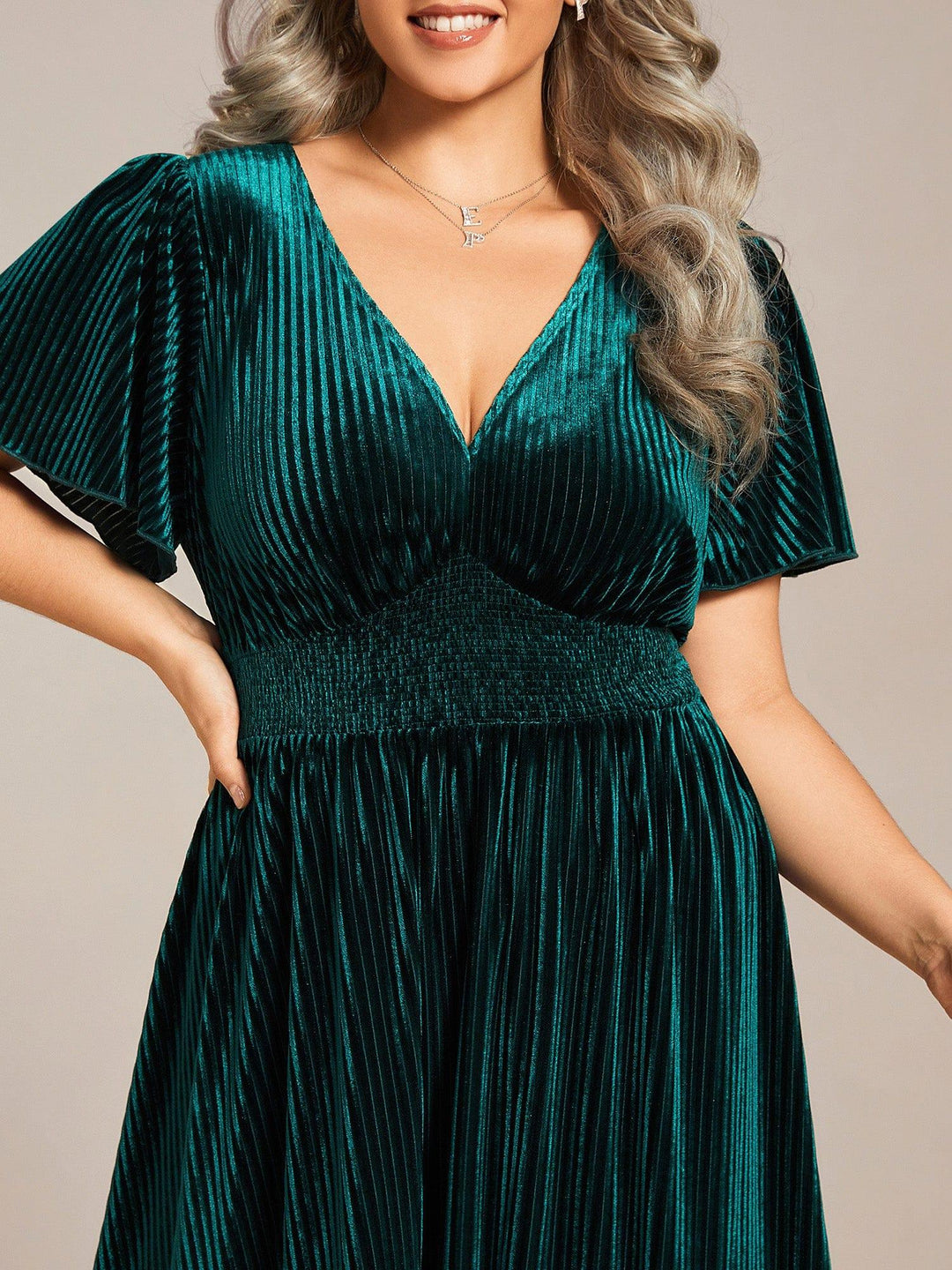 Azura Velvet Midi Dress | V-Neck, Elegant Wedding Guest Dress 7