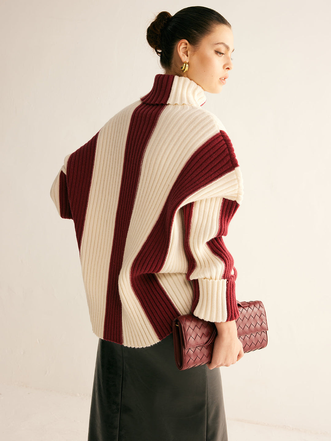 Nikki Color Block Sweater featuring a stylish ribbed turtleneck and made from soft knit fabric, perfect for cozy fall outfits. - 4