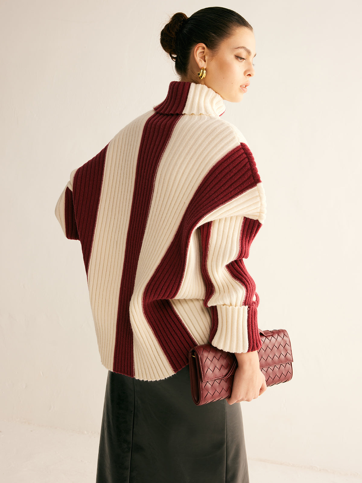 Nikki | Ribbed Color Block Turtleneck Sweater