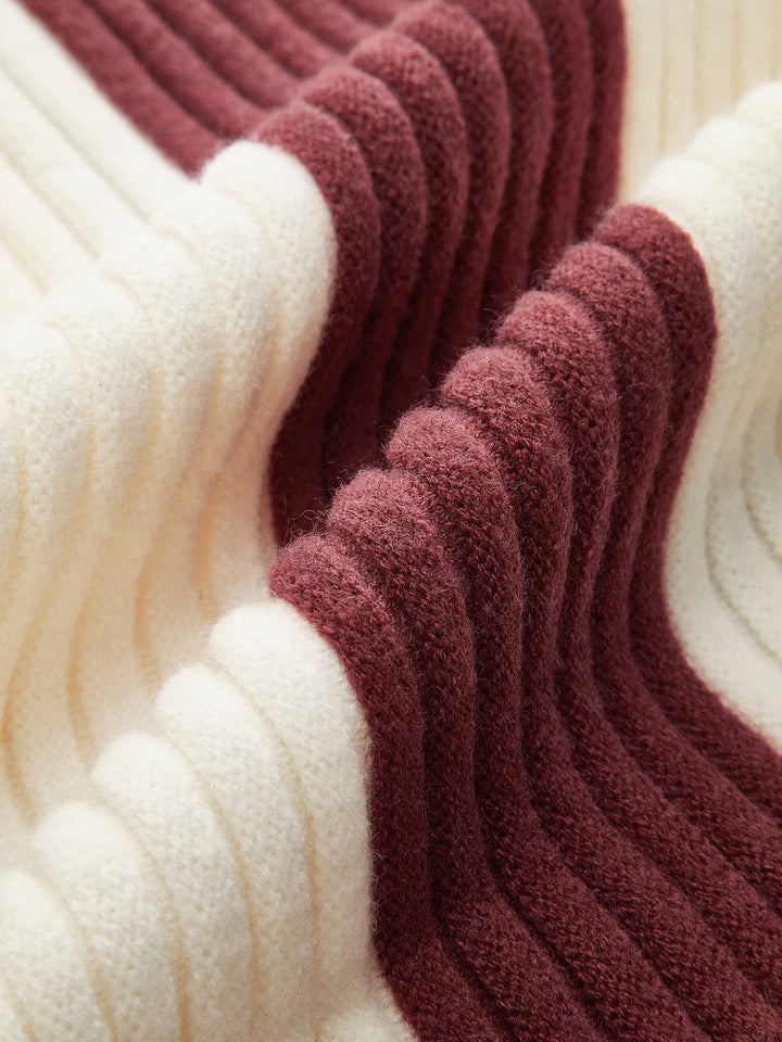 Nikki Color Block Sweater featuring a stylish ribbed turtleneck and made from soft knit fabric, perfect for cozy fall outfits. - 7
