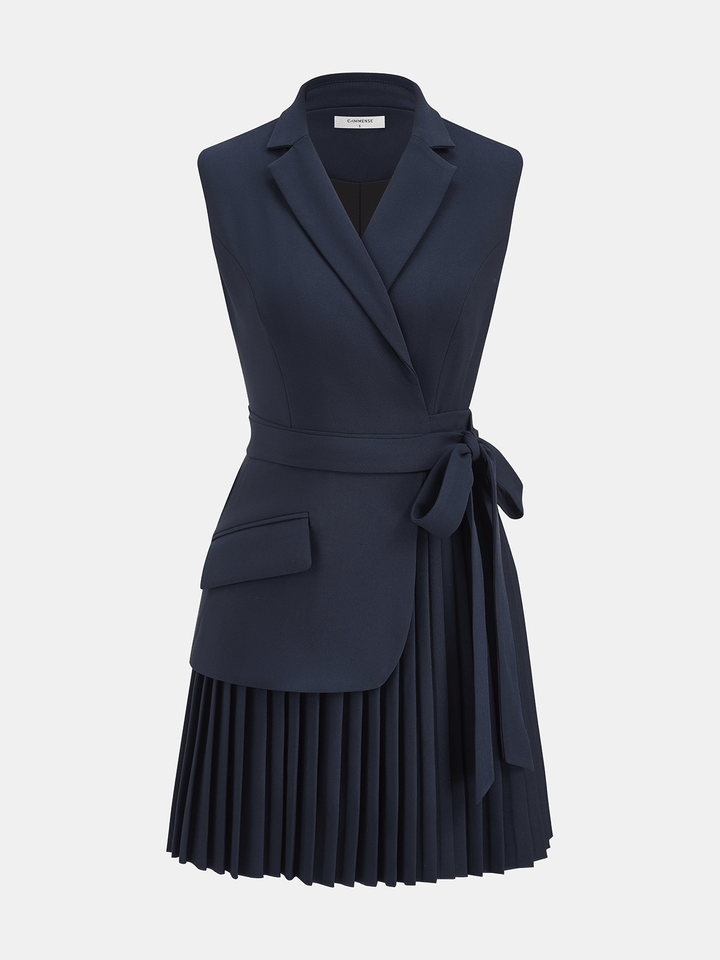 Bella Blazer Dress | Belted, Sleeveless Polyester 2