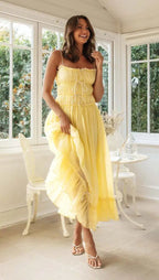 Bella Boho Maxi Dress | Lightweight, Spaghetti Strap Ruffle Hem for Summer and Wedding Guests 4