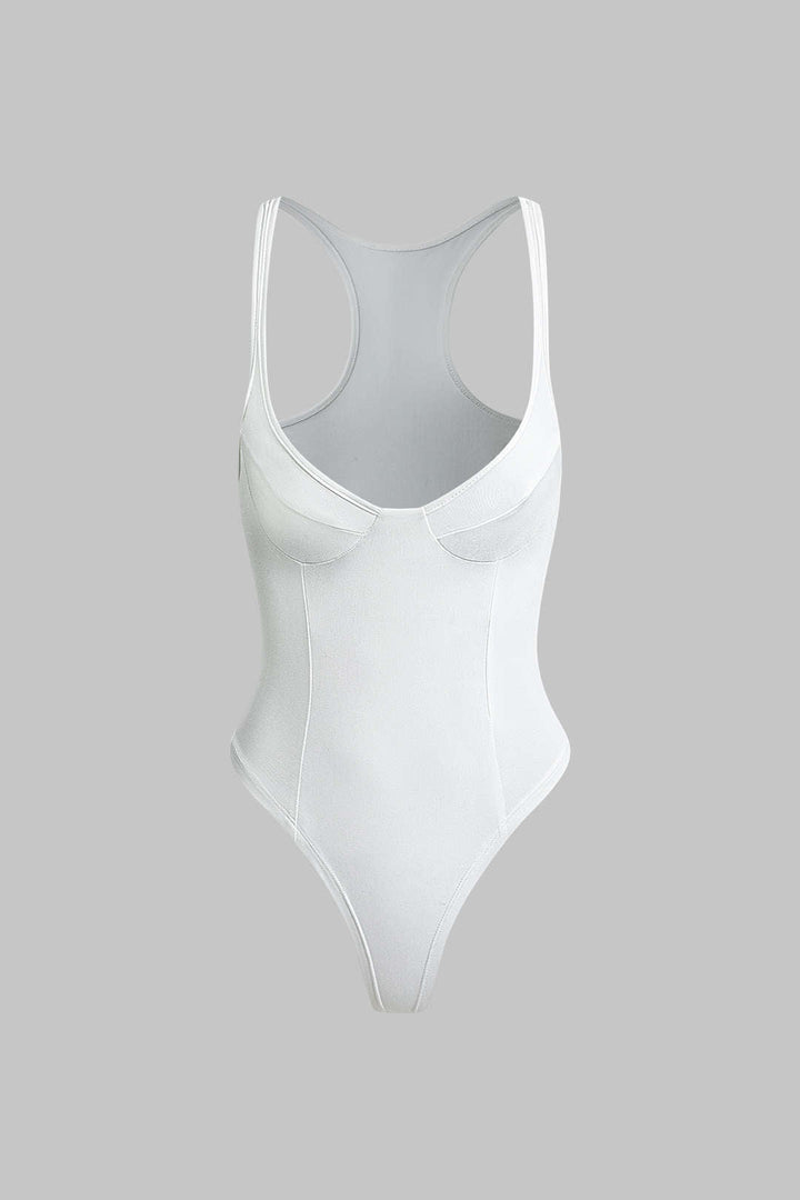 Bella Deep-V Neck Bodysuit | Soft Stretch Fabric, Body-Hugging Fit 0