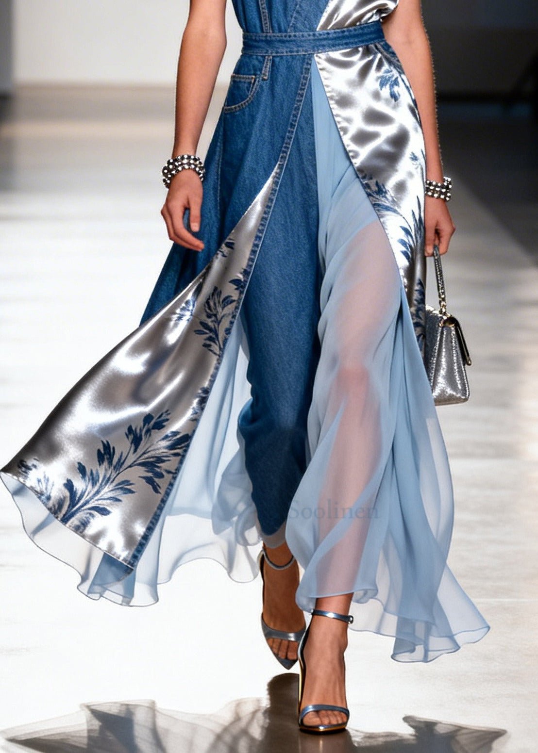 Bella Denim Dress | Asymmetrical Patchwork, Comfortable Fit for Women 3