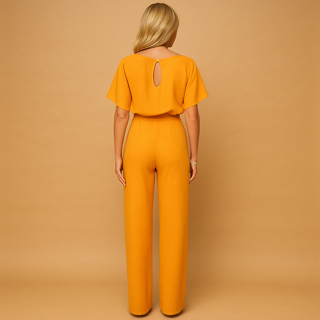 Bella Elegant Jumpsuit | Black, Wide-Leg, Self-Tie Belt 3