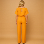 Bella Elegant Jumpsuit | Black, Wide-Leg, Self-Tie Belt 3