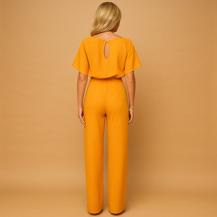 Bella Elegant Jumpsuit | Black, Wide-Leg, Self-Tie Belt 3