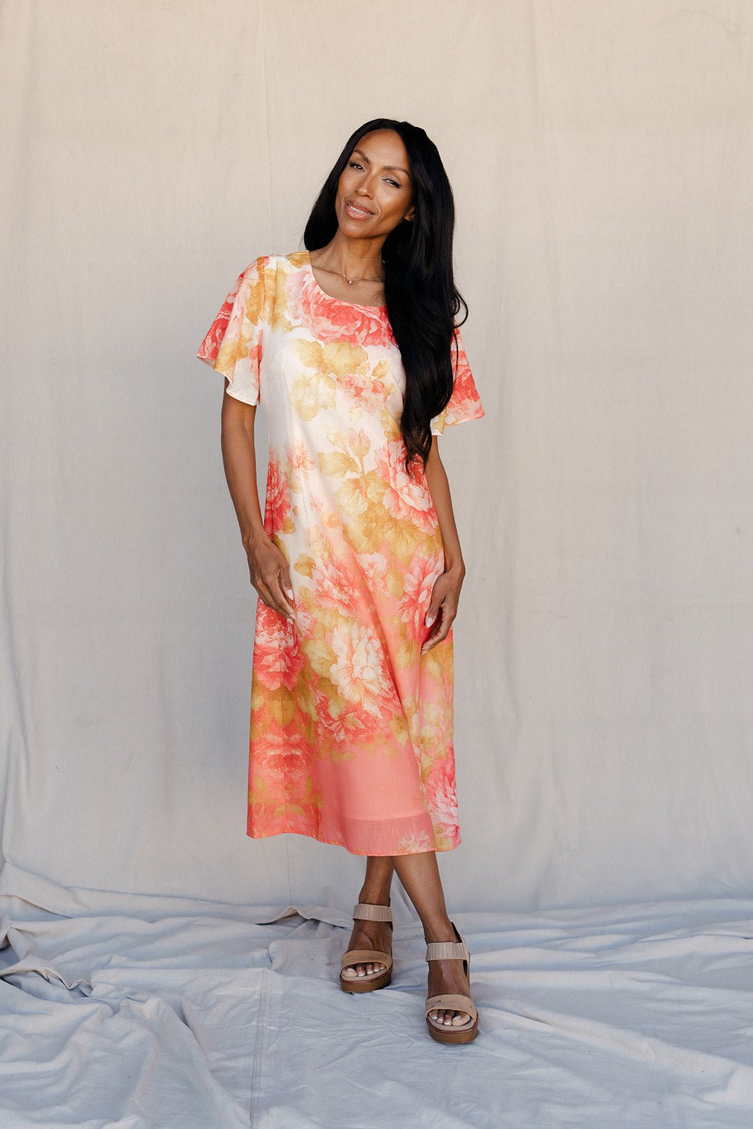 Bella Floral Dress | Midi Length, Lightweight Summer Wedding Guest Dress 1
