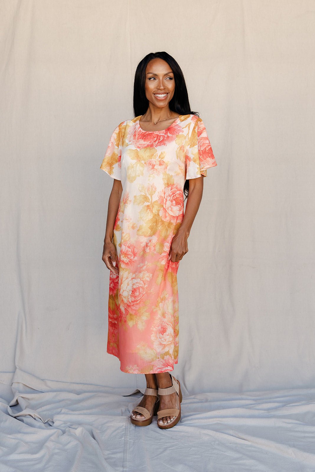 Bella Floral Dress | Midi Length, Lightweight Summer Wedding Guest Dress 2