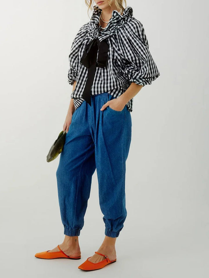 Bellarine Womens Blouse | Oversized Cotton, Ruffled Collar 2