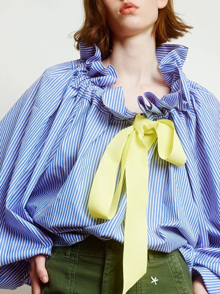 Bellarine Womens Blouse | Oversized Cotton, Ruffled Collar 4