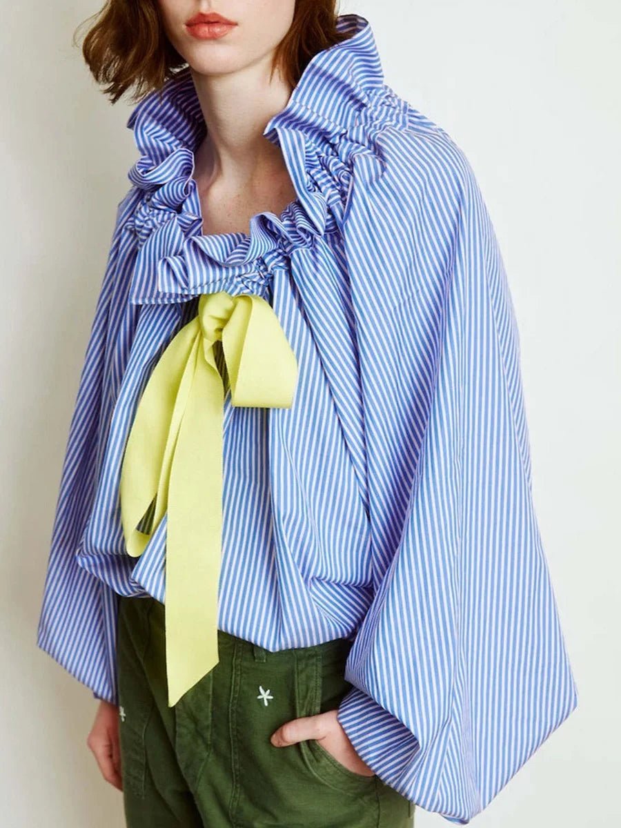 Bellarine Womens Blouse | Oversized Cotton, Ruffled Collar 5