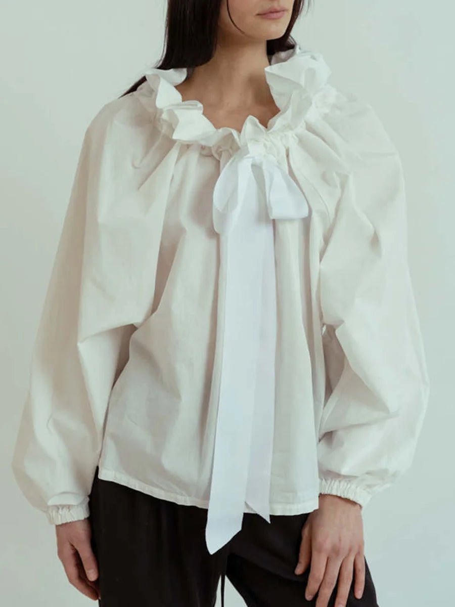 Bellarine Womens Blouse | Oversized Cotton, Ruffled Collar 7