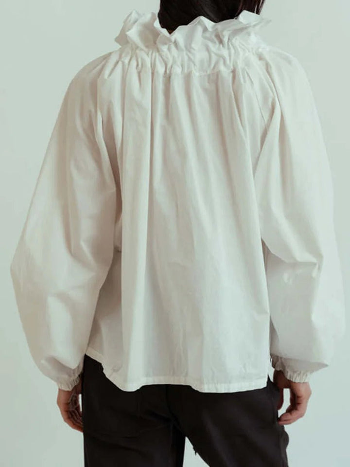 Bellarine Womens Blouse | Oversized Cotton, Ruffled Collar 8