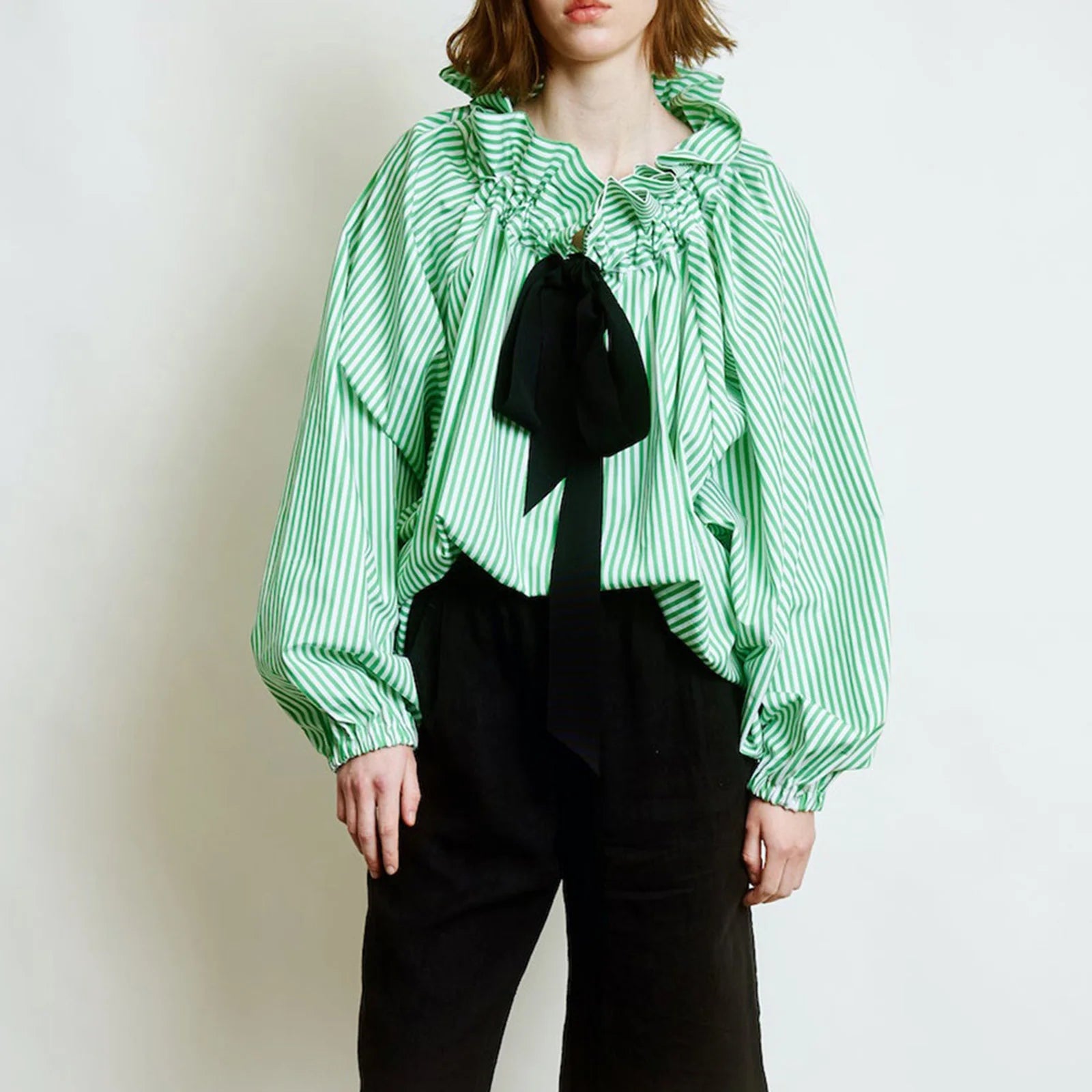 Bellarine Womens Blouse | Oversized Cotton, Ruffled Collar 9