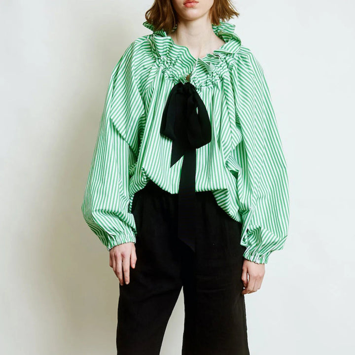 Bellarine Womens Blouse | Oversized Cotton, Ruffled Collar 9