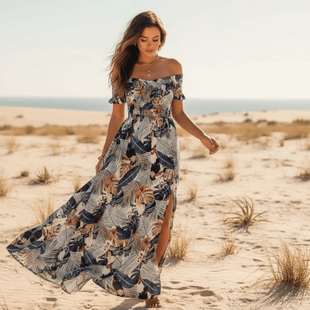 Bora Floral Maxi Dress | Off Shoulder, Bohemian Summer Dress for Wedding Guests 0