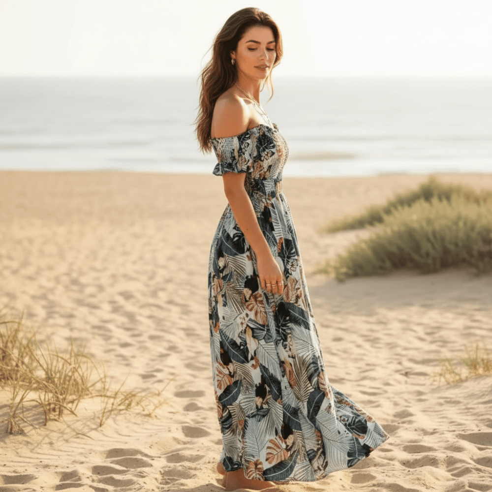 Bora Floral Maxi Dress | Off Shoulder, Bohemian Summer Dress for Wedding Guests 1