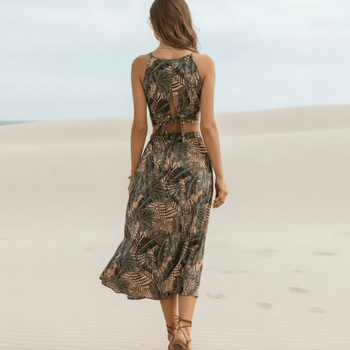 Bora Floral Set | Two-Piece Crop Top and Midi Skirt, Lightweight A-Line Design 2