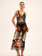 Breezy Bird Print Maxi Skirt | Mesh Fabric, Regular Fit, Long Skirt for Women 0