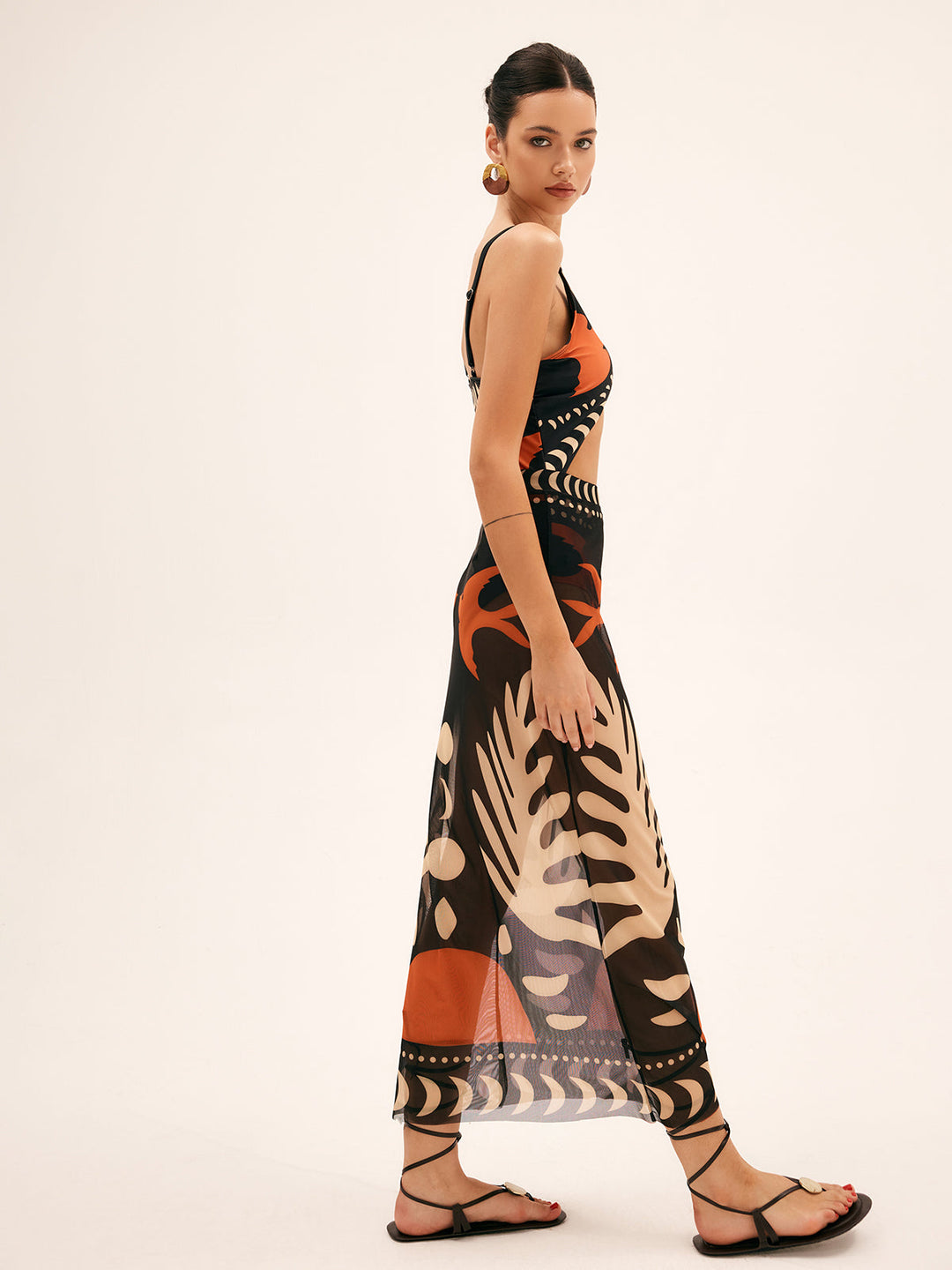 Breezy Bird Print Maxi Skirt | Mesh Fabric, Regular Fit, Long Skirt for Women 4